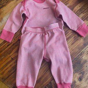 Patagonia Pink and White Striped Baby Set